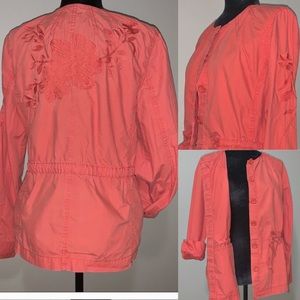 Liz Claiborne Coral Embroidered Utility Jacket